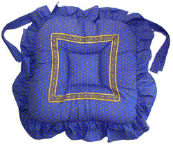 Ruffled seat cushion (Lourmarin. blue × yellow)